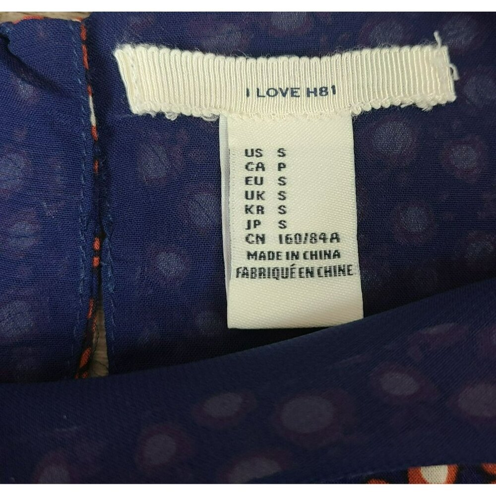 I Love H81 Womens SM Sleeveless Apple Polka Dot Print Dress Blue Red Rayon Lined - Picture 10 of 12